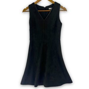 Ellie Kai Black V-Neck Faux Suede Back‎ Zip Sleeveless Fit & Flare Dress Size 2
